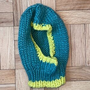 Knitted Sage Green and Yellow Beanie
